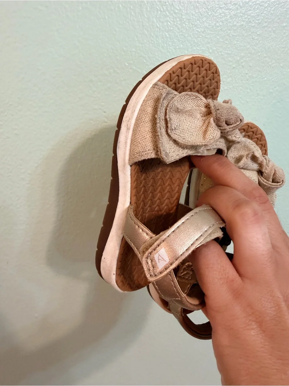 Sperry Toddler Sandals in Tan with Bow Accent